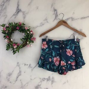 Topshop Floral Satin Mini Shorts
